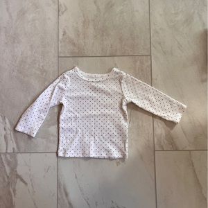 Carter’s baby girl white and navy blue polka dots long sleeve top size 6months